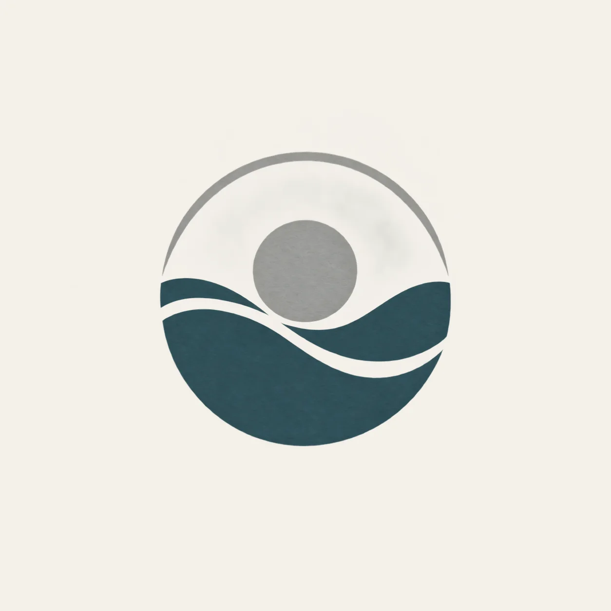 a quiet wellness studio; a rising tide line; two balanced organic curves