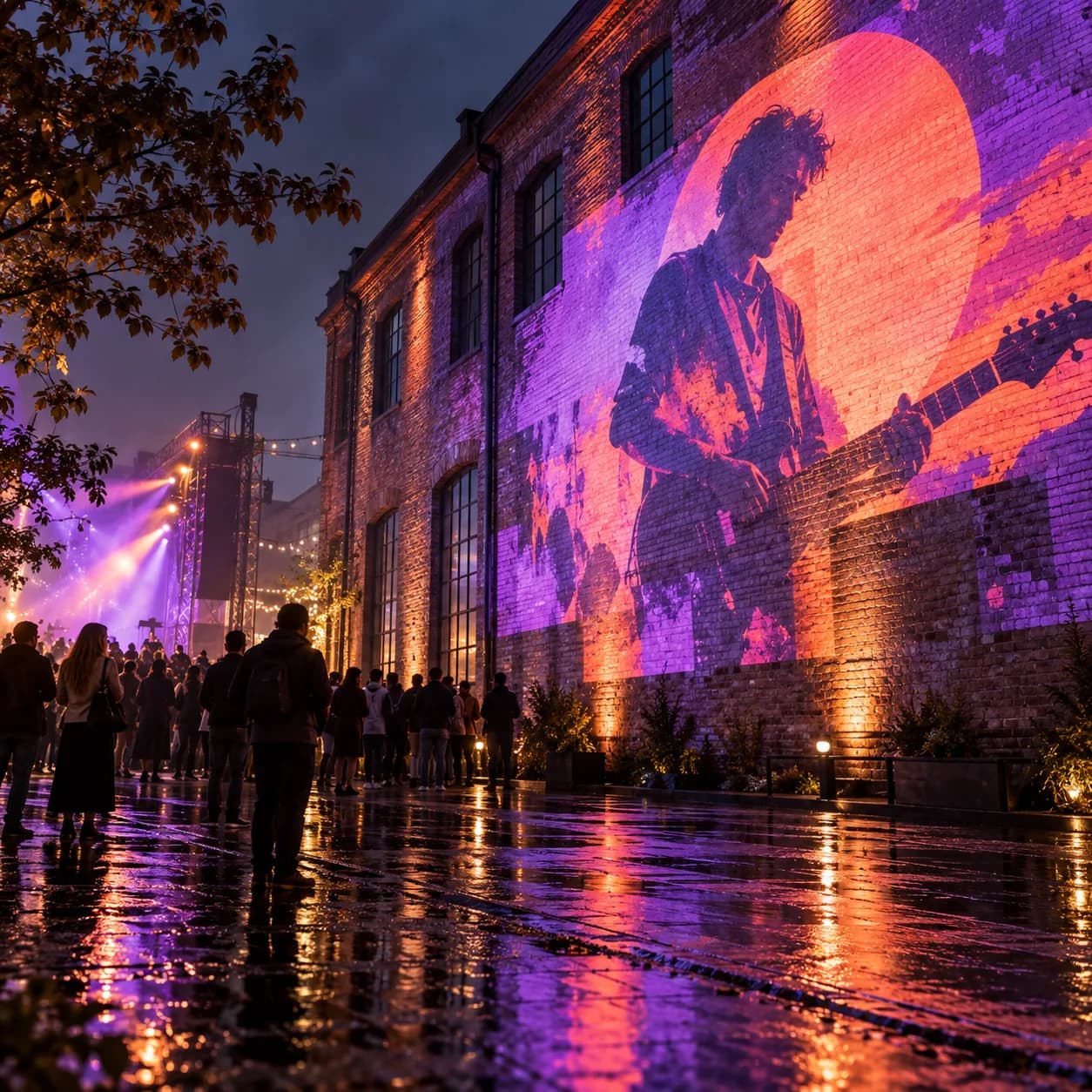 a museum exhibition campaign in a translucent fabric scrim, a quiet atrium